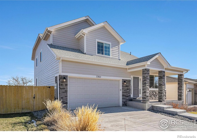 craftsman-style home with a garage