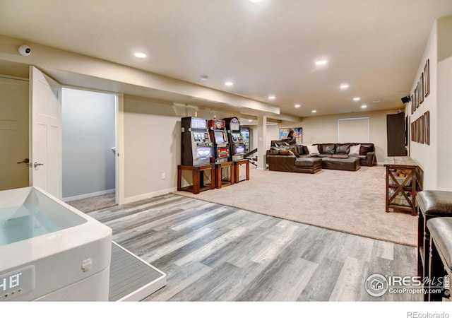 living room with light wood-type flooring