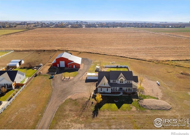 drone / aerial view with a rural view