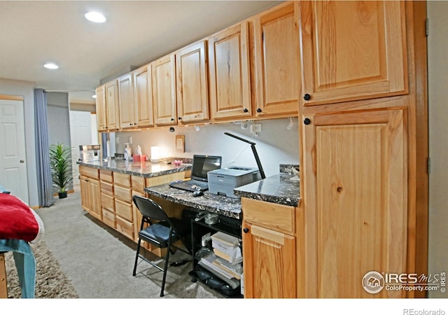 view of carpeted home office