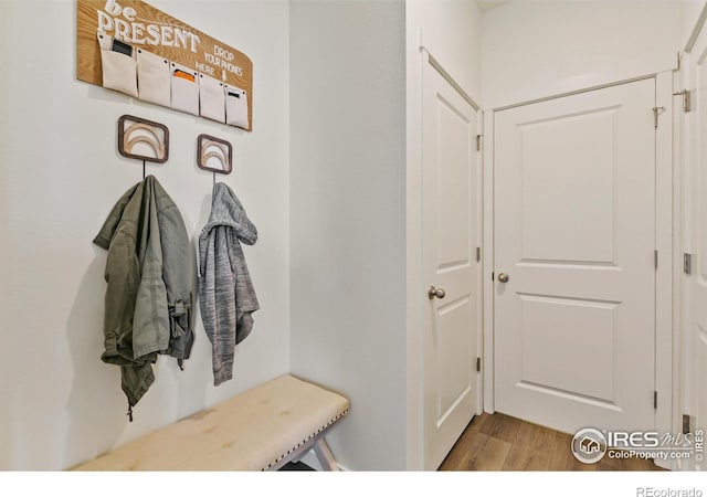 mudroom featuring light wood-type flooring