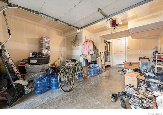 garage with a garage door opener