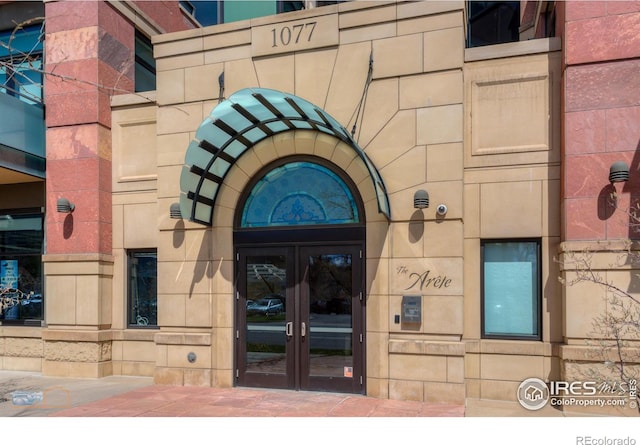 1077 Canyon Blvd # 403, Boulder, CO 80302 - property entrance with french doors and stone siding