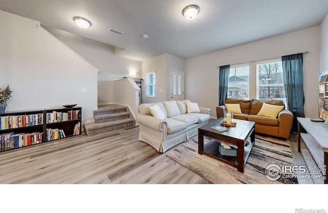 living room featuring light hardwood / wood-style floors