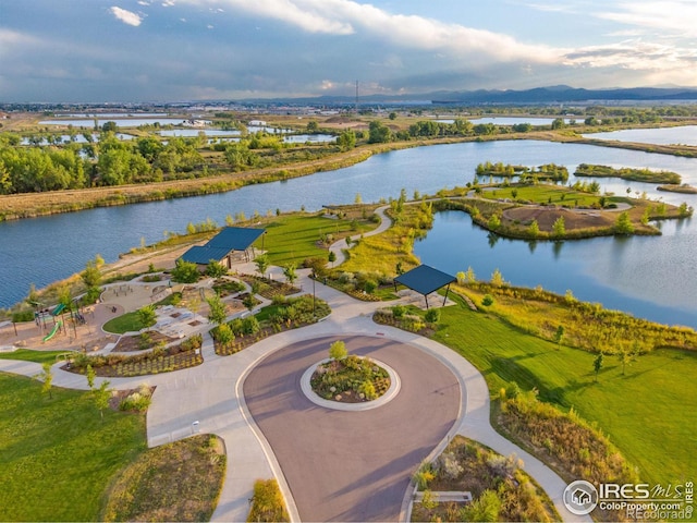 bird's eye view featuring a water view