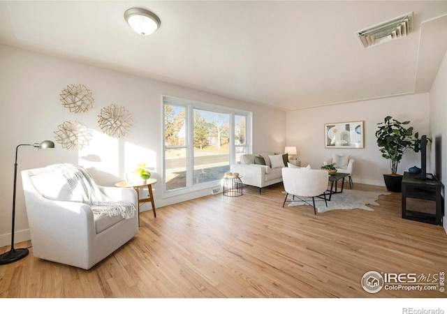 living room with light hardwood / wood-style floors