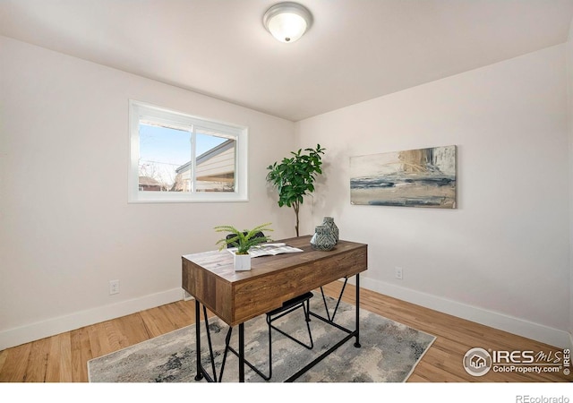 office space featuring hardwood / wood-style flooring