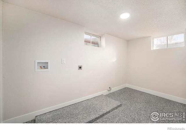 washroom featuring carpet flooring, hookup for a washing machine, gas dryer hookup, and electric dryer hookup