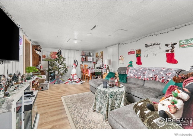 living room with wood-type flooring