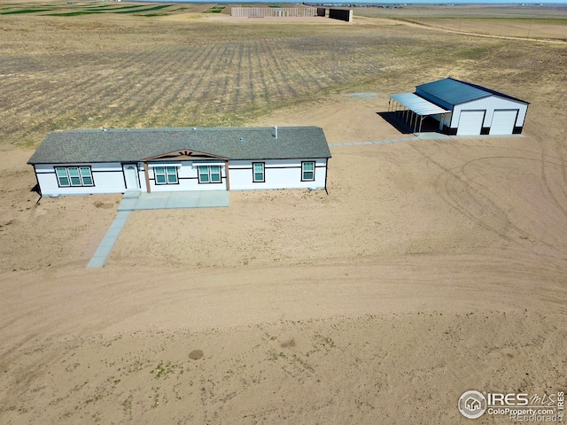 bird's eye view with a rural view
