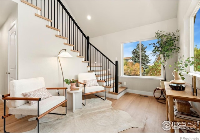 foyer entrance with light hardwood / wood-style floors