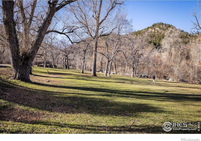 surrounding community with a lawn and a mountain view