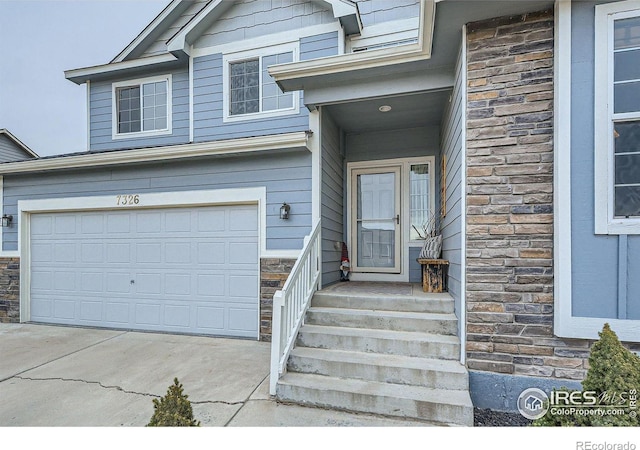 property entrance featuring a garage