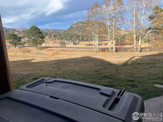 view of yard featuring a mountain view