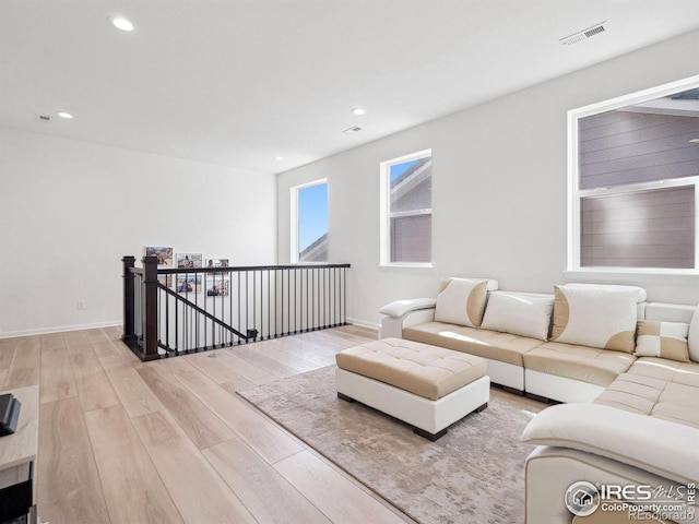 living room featuring light hardwood / wood-style flooring