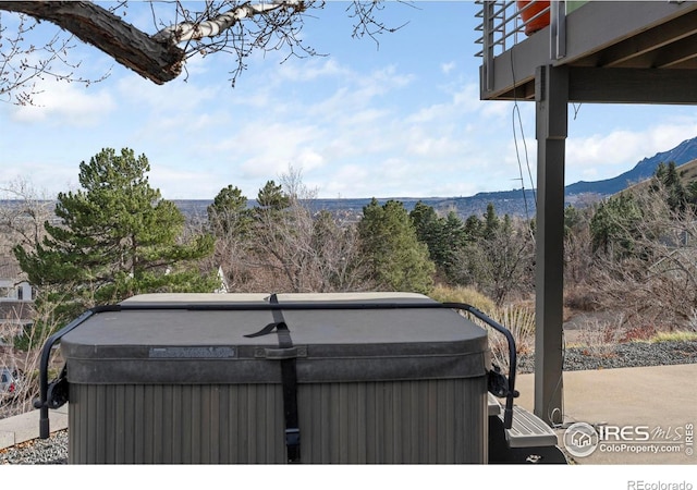 view of yard with a hot tub