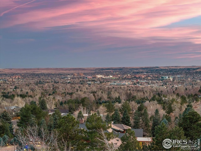 view of aerial view at dusk