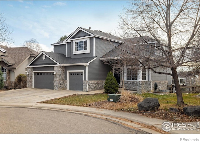 craftsman inspired home featuring a garage