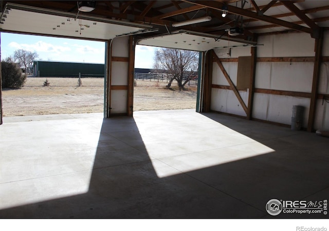 garage with a garage door opener