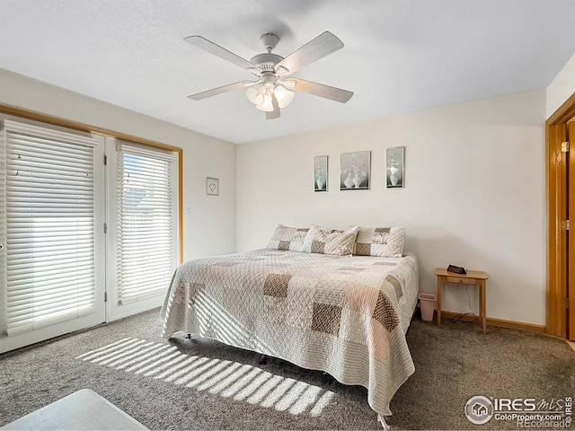 bedroom with carpet flooring and ceiling fan