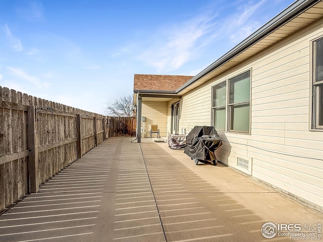 view of patio / terrace with a grill