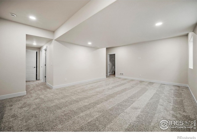 basement with carpet floors