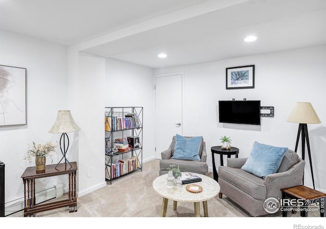 living room featuring carpet flooring