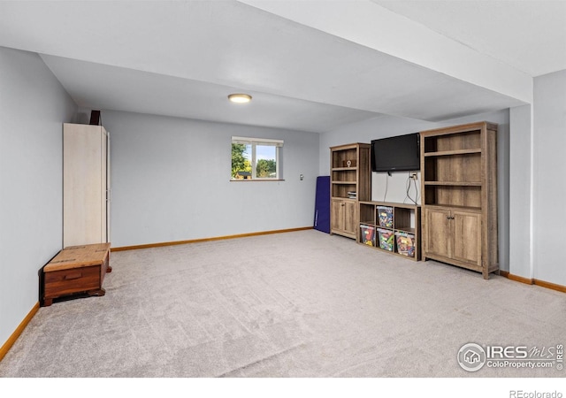 basement featuring carpet floors