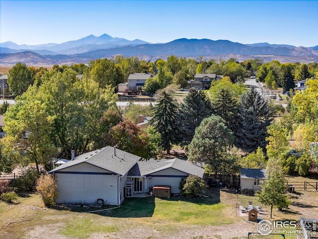 bird's eye view with a mountain view