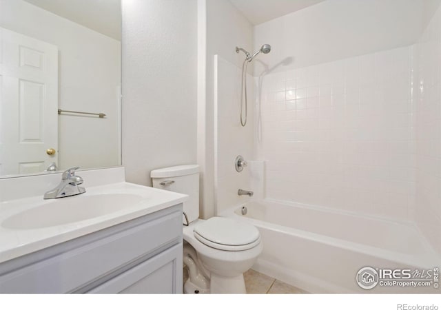 full bathroom featuring tile patterned floors, vanity, shower / bathing tub combination, and toilet