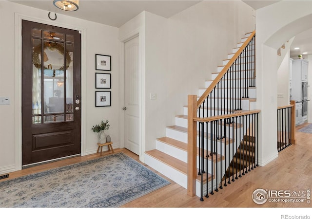 foyer featuring light hardwood / wood-style floors