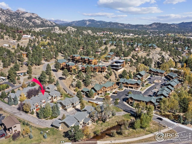 aerial view with a mountain view