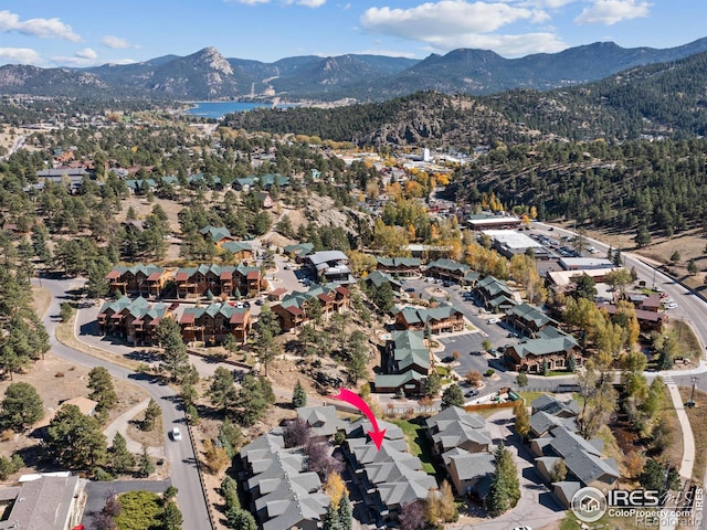 aerial view with a mountain view