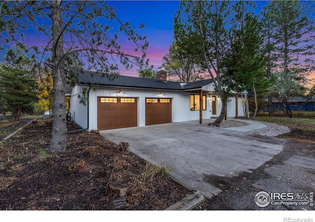 view of front of house with a garage