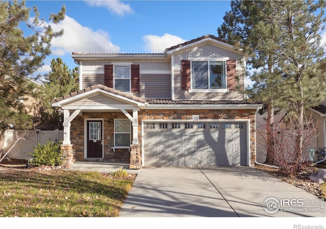 view of front of property with a garage