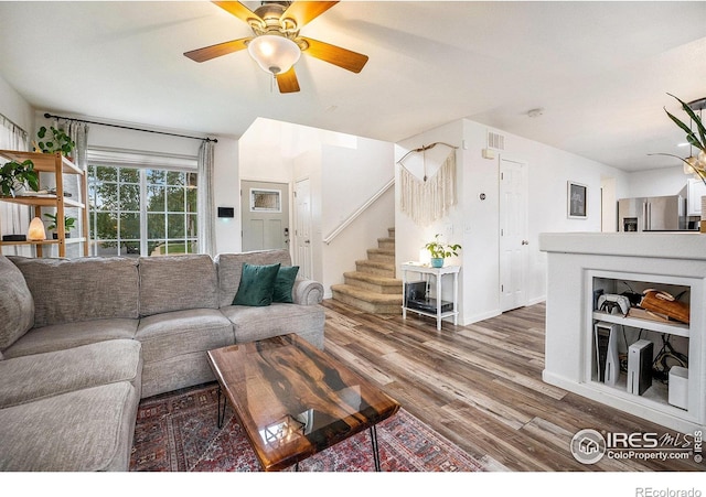 living room with wood-type flooring