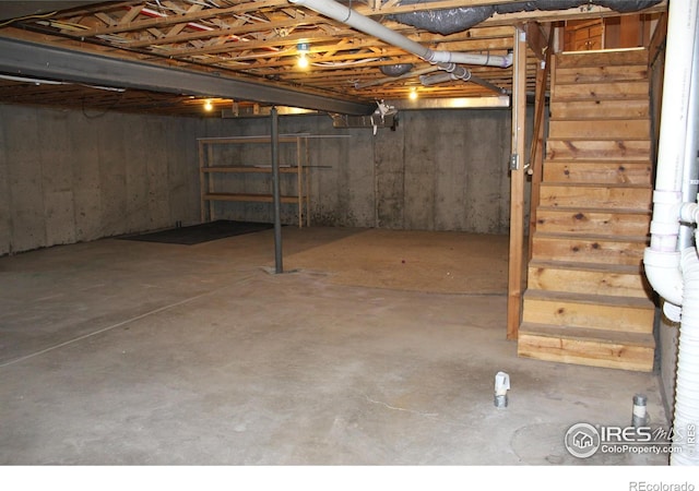 view of unfinished basement