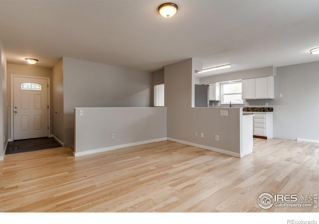 unfurnished living room with light hardwood / wood-style floors