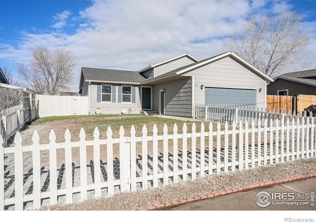 ranch-style home featuring a garage