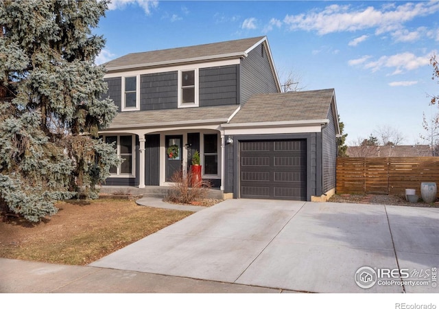 view of front of property featuring a garage