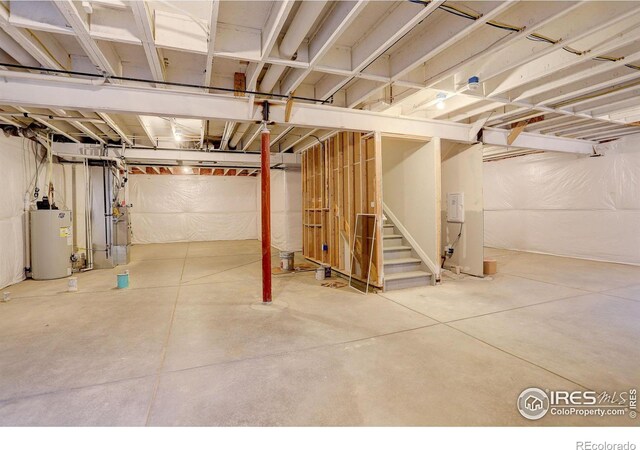 basement with water heater