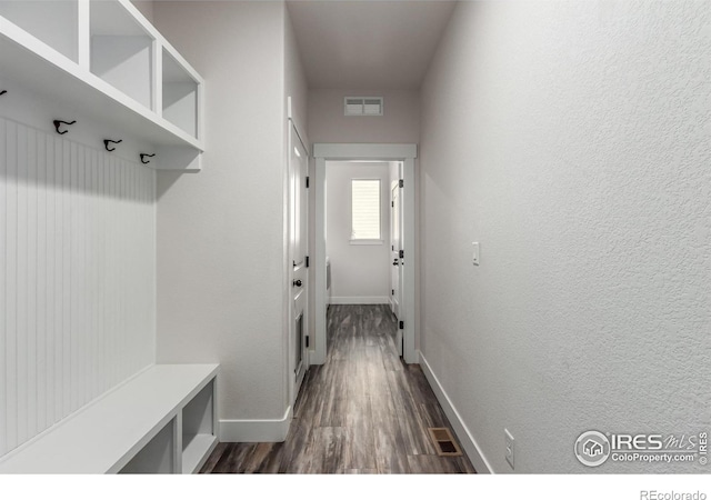 mudroom featuring dark hardwood / wood-style floors