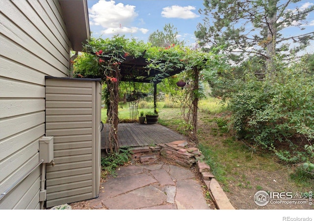 view of patio featuring a deck