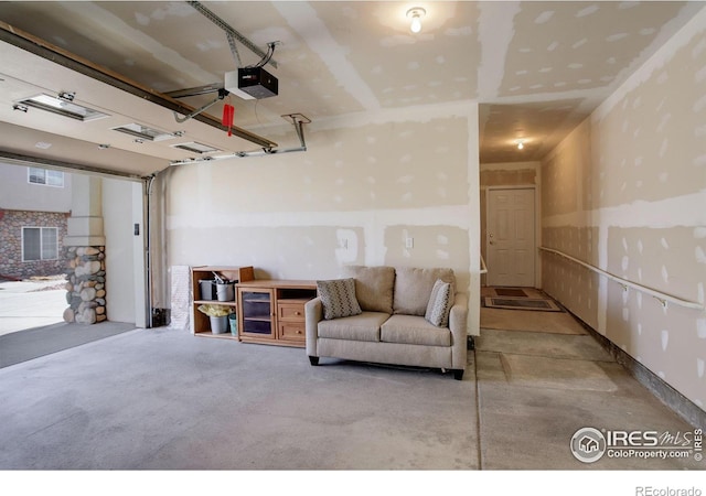 garage with a garage door opener