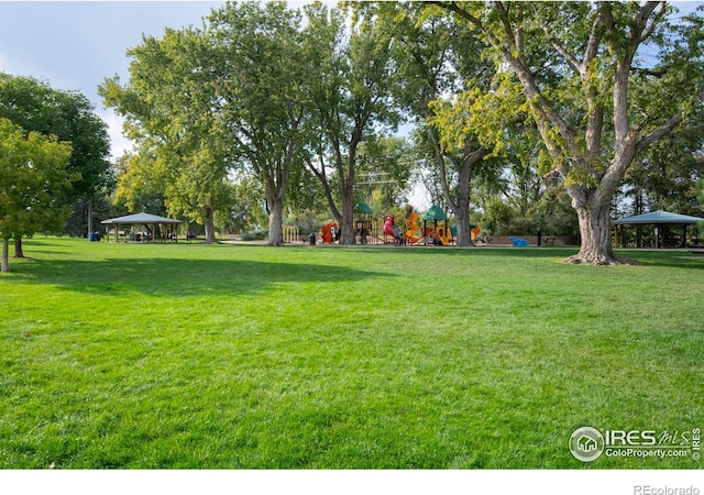 view of yard with a playground