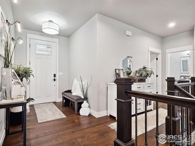 foyer entrance featuring dark hardwood / wood-style flooring