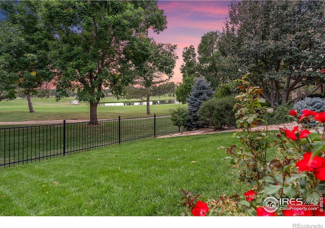 view of yard at dusk