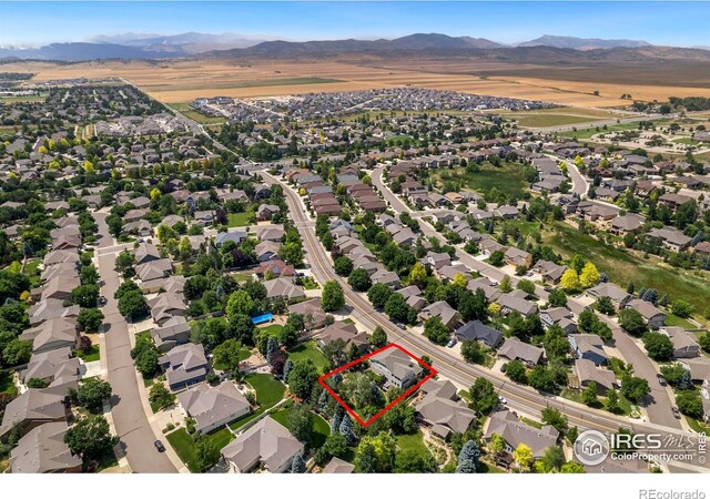 aerial view featuring a mountain view