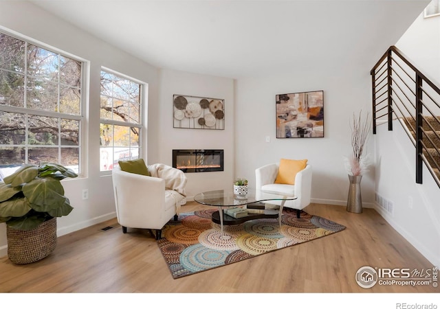 living area featuring light hardwood / wood-style floors