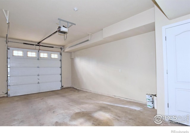 garage with a garage door opener